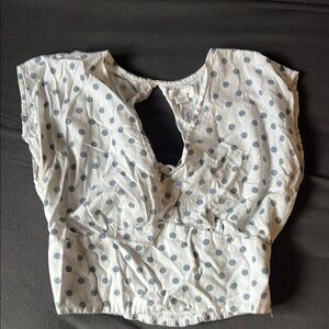 Japna White Flutter Sleeve Cut Out Blouse